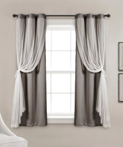 Grommet Sheer With Insulated Blackout Lining Curtain Panel Set