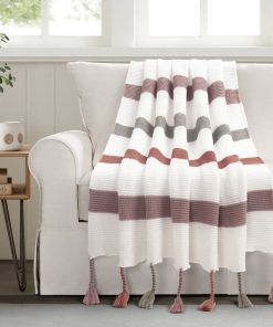 Boho Knitted Braided Tassel Throw