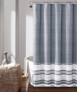 Nantucket Yarn Dyed Tassel Fringe Shower Curtain