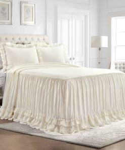 Ella Ruffle Lace 3 Piece Bedspread Set