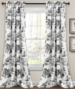 French Country Toile Room Darkening Window Curtain Set