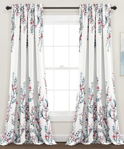 Mirabelle Watercolor Floral Light Filtering Window Curtain Panel Set