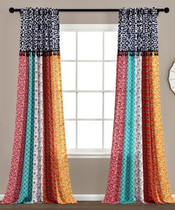 Boho Patch Window Curtain Panel Set