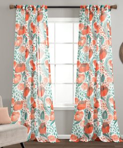 Poppy Garden Sheer Window Curtain Panel Set