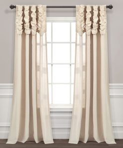 Ruched Waterfall Faux Linen Window Curtain Panel