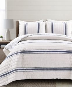 Farmhouse Stripe Reversible Cotton Quilt Set
