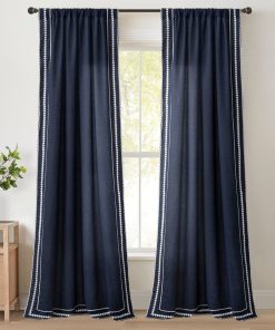 Olivia Ric Rac Embroidery Border Window Curtain Panel