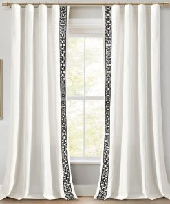 Luxury Modern Square Embroidery Border Window Curtain Panel