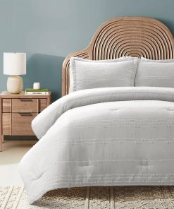 Clipped Stripe Jacquard 3 Piece Comforter Set