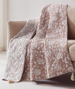 Zara Floral Block Reversible Cotton Throw Blanket