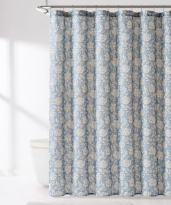 Zara Floral Block Linen Textured Shower Curtain