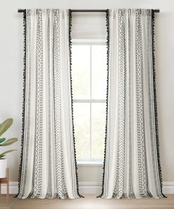 Hygge Boho Stripe Tassel Window Curtain Panel Set