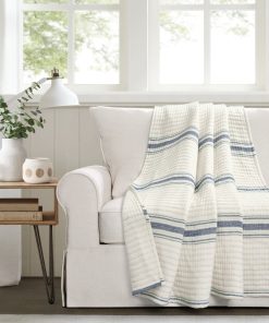 Farmhouse Stripe Kantha Pick Stitch Yarn Dyed Cotton Woven Throw