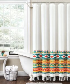 Boho Viviane Geo Fringe Shower Curtain