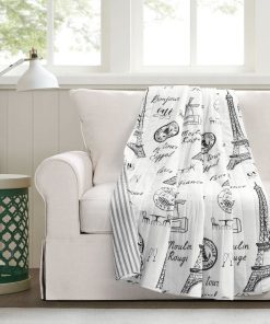 Paris Bonjour Reversible Cotton Throw
