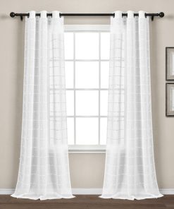 Farmhouse Textured Grommet Sheer Indoor/Outdoor Window Curtain