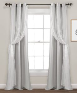 Cottage Polka Dot Sheer Window Curtain Panel Set