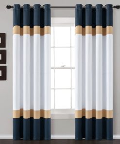 Alexander Color Block Light Filtering Window Curtain Panel Set