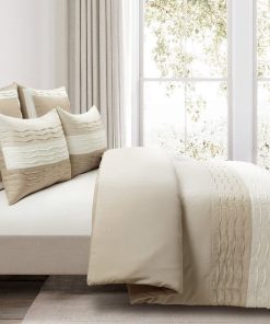 Mia Pleated Color Block Comforter 5 Piece Set