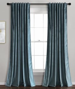 Prima Velvet Solid Back Tab Rod Pocket Light Filtering Window Curtain Panel Set