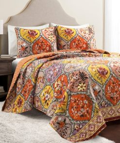 Bohemian Flower Cotton Quilt 3 Piece Set
