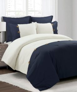 Linen Button Comforter 5 Piece Set