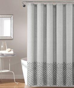 Boho Polka Dot Yarn Dyed Recycled Cotton Blend Shower Curtain