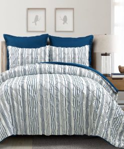 Ravello Pintuck Stripe 5 Piece Comforter Set