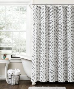 Hygge Modern Arrow Faux Linen Shower Curtain