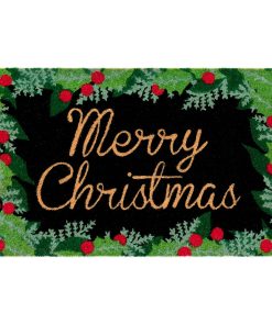 Natura Merry Christmas Holly Outdoor Mat